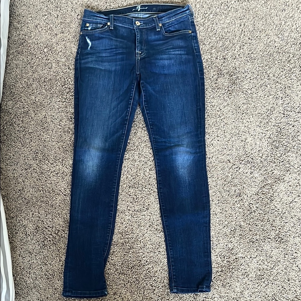 7 For All Mankind Blue Skinny Fit Jeans